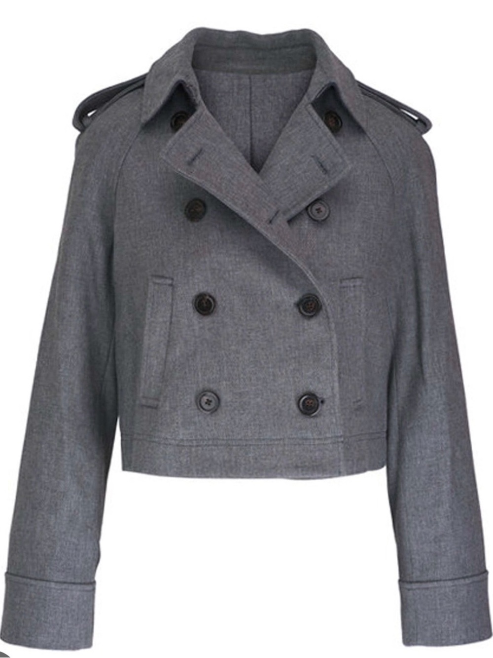 Veronica Beard Gray Cropped Double-Breasted  trench